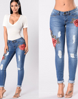 Embroidery jeans stretch jeans pants