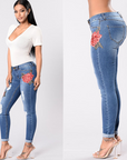 Embroidery jeans stretch jeans pants