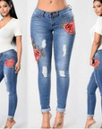 Embroidery jeans stretch jeans pants