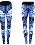 Dark Blue Printed Tight Gym Leggings