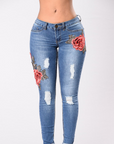 Embroidery jeans stretch jeans pants
