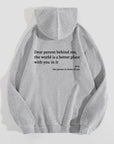 Dear Person Behind Me,the World Is A Better Place,with You In It,love,the Person In Front Of You,Women's Plush Letter Printed Kangaroo Pocket Drawstring Printed Hoodie Unisex Trendy Hoodies