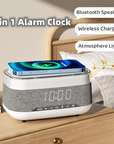 Intelligent Multifunctional Alarm Clock Bluetooth Speaker Wireless Charger Fast Charge Clock Atmosphere Night Light Home Decor
