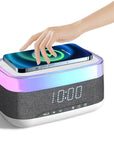 Intelligent Multifunctional Alarm Clock Bluetooth Speaker Wireless Charger Fast Charge Clock Atmosphere Night Light Home Decor
