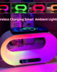 Multi-function 3 In 1 LED Night Light APP Control RGB Atmosphere Desk Lamp Smart Multifunctional Wireless Charger Alarm Clock