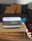 Intelligent Multifunctional Alarm Clock Bluetooth Speaker Wireless Charger Fast Charge Clock Atmosphere Night Light Home Decor
