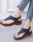 Casual Sandals Women's Wedge Heel Solid Color Flip Flop Sandals