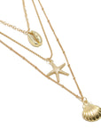 Popular Accessories Alloy Starfish Scallop Shell Necklace For Women