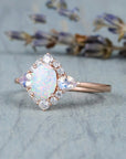 Inlaid Moonstone Opal Bronze Ring