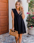Lace Dresses With Pocket Summer Sleeveless Jacquard Cutout V-Neck Beach Dress