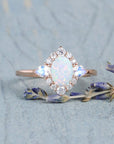 Inlaid Moonstone Opal Bronze Ring