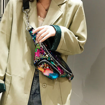 Women's Fashion Laser Starry Sequined Waist Bag