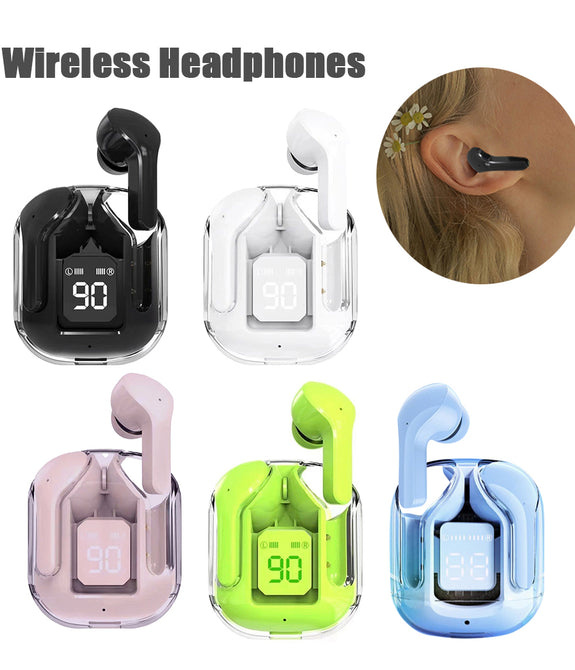 New Mini Transparent Wireless Bluetooth Headset Digital Display ENC Noise Reduction True Wireless Sports Music