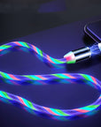 Compatible with Apple, Flowing Ligh Magnetic Streamer Data Line Cable for Iphone Android Typec