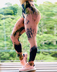 Fitness High Elastic Sports Leggings Training Abstract Ink Pattern High Waist Yoga Leggings