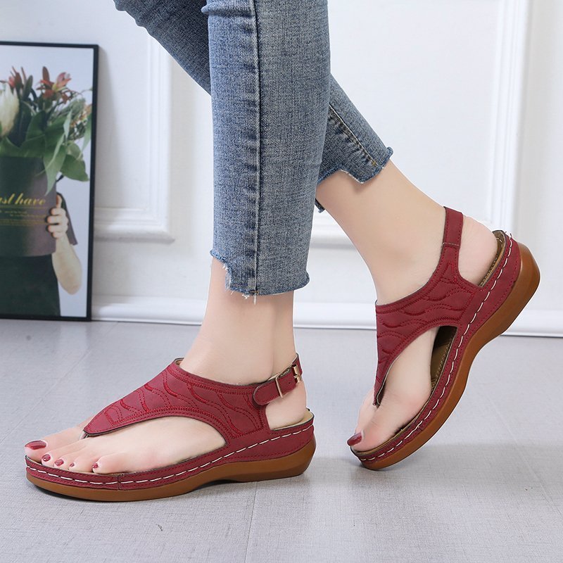 Casual Sandals Women's Wedge Heel Solid Color Flip Flop Sandals