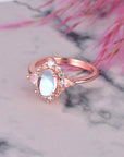 Inlaid Moonstone Opal Bronze Ring