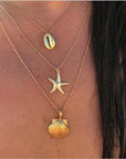 Popular Accessories Alloy Starfish Scallop Shell Necklace For Women