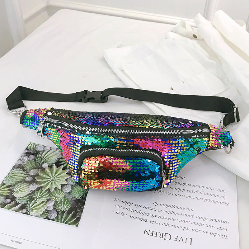 Women's Fashion Laser Starry Sequined Waist Bag