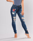 Embroidery jeans stretch jeans pants