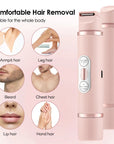 Dual-Head Electric Shaver Painless Women's Epilator Bikini Hair Removal Device Automatic Hair Trimmer Underarm Facial Lips Leg