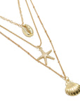 Popular Accessories Alloy Starfish Scallop Shell Necklace For Women