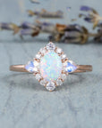 Inlaid Moonstone Opal Bronze Ring