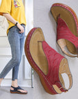 Casual Sandals Women's Wedge Heel Solid Color Flip Flop Sandals